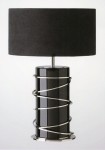 Lampfot DIMA i svart glas med nickel lindat runt foten. Ref. 32591 NIP/BH. H33 cm exkl. skärm